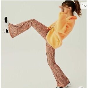 Free People Flared Leggings Orange Textured Spacedye XS